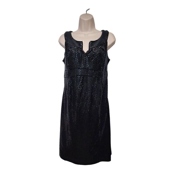 Mimi Maternity Black Sequin Notched Neckline Built-in Tie Dress Size Small - Picture 1 of 8